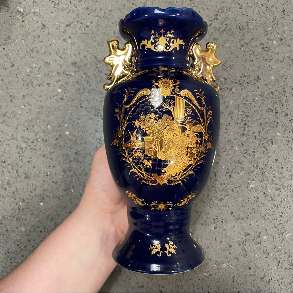Limoges Royal Blue and Gold Accent Vase - Picture 2 of 12
